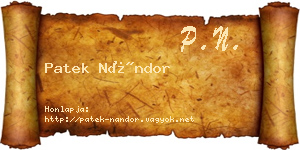 Patek Nándor névjegykártya